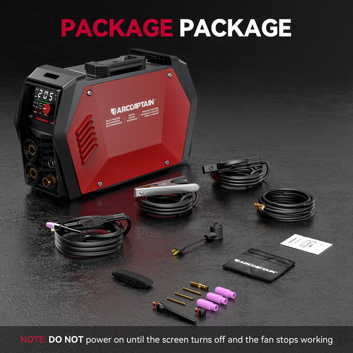 Arccaptain TIG205 Pro Cold TIG Welder with Welding Helmet